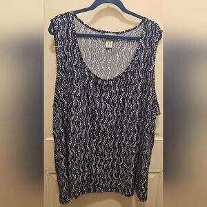 Catherines Navy and White Wave Pattern Dress Tank Top